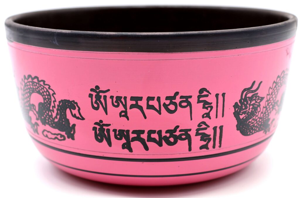 Bol Chantant Tibétain Aluminium Dragon Rose 850g