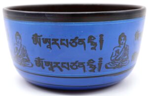 Bol Chantant Tibétain Aluminium Bouddha Bleu 850g