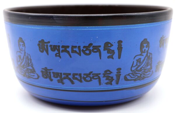 Bol Chantant Tibétain Aluminium Bouddha Bleu 850g