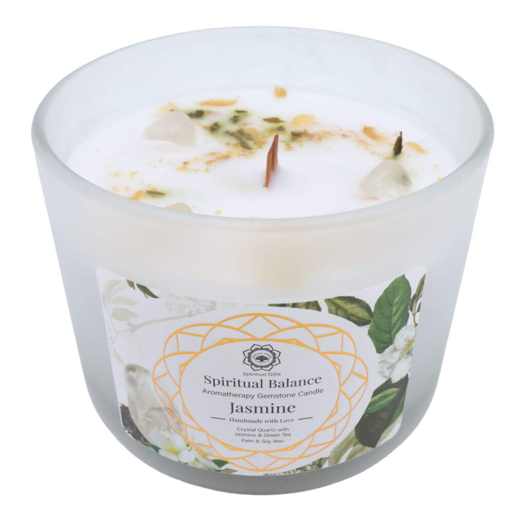 Bougie Green Tree &lsquo;Equilibre Spirituel&rsquo; Cristal de Roche + Jasmin 256g