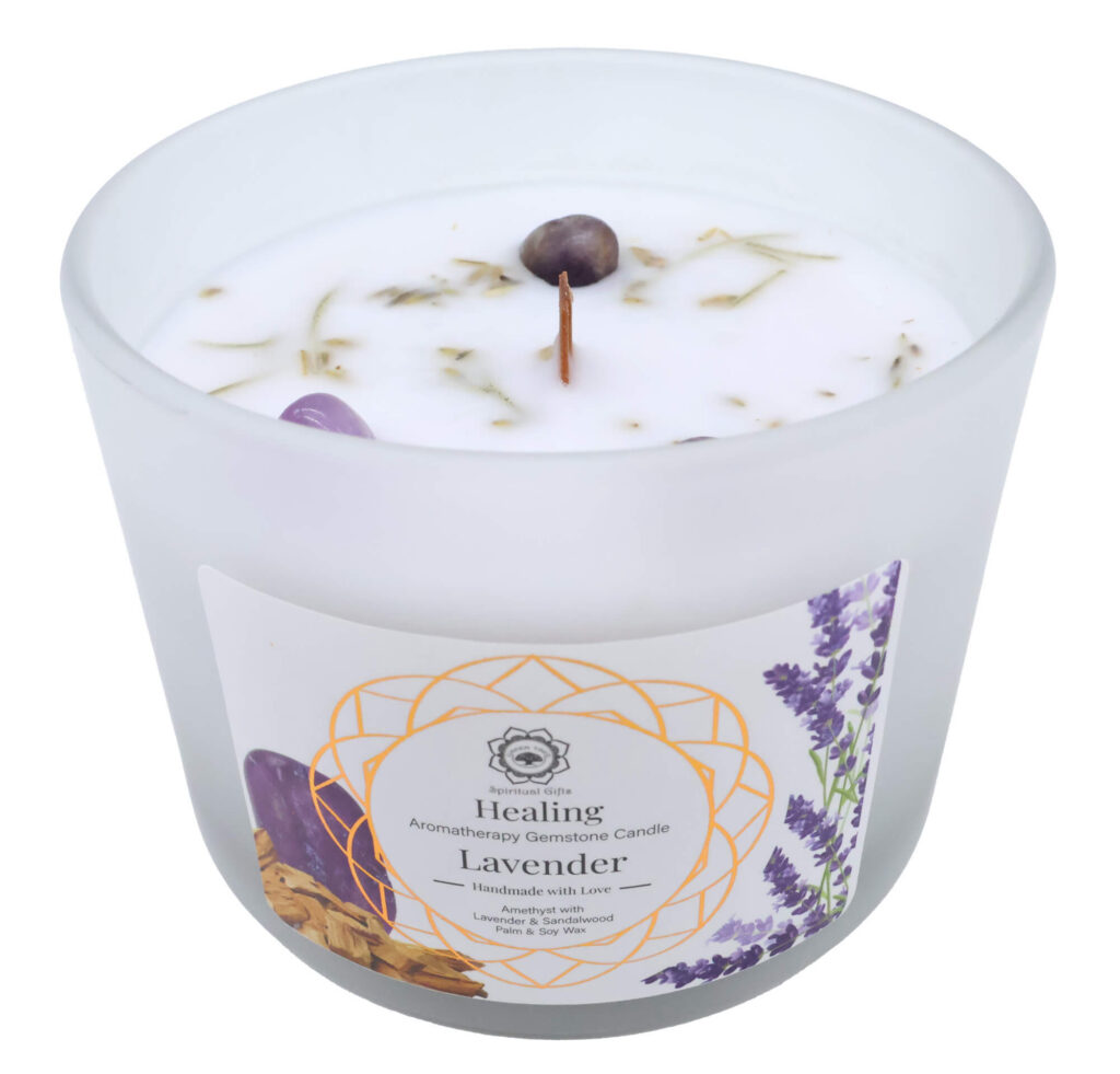 Bougie Green Tree &lsquo;Guérison&rsquo; Améthyste + Lavande 256g
