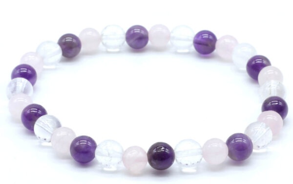 Bracelet Améthyste, Cristal, Quartz Rose perles 6mm