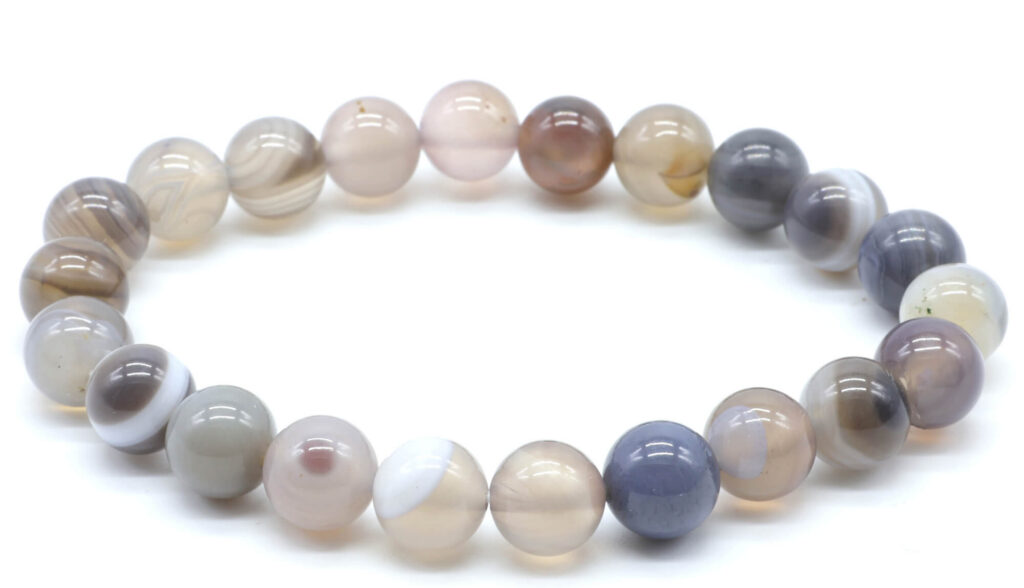 Bracelet Agate Bostwana &lsquo;AA&rsquo; perles 8mm