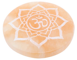 Plaque Selenite Orange OM Hexa 10cm