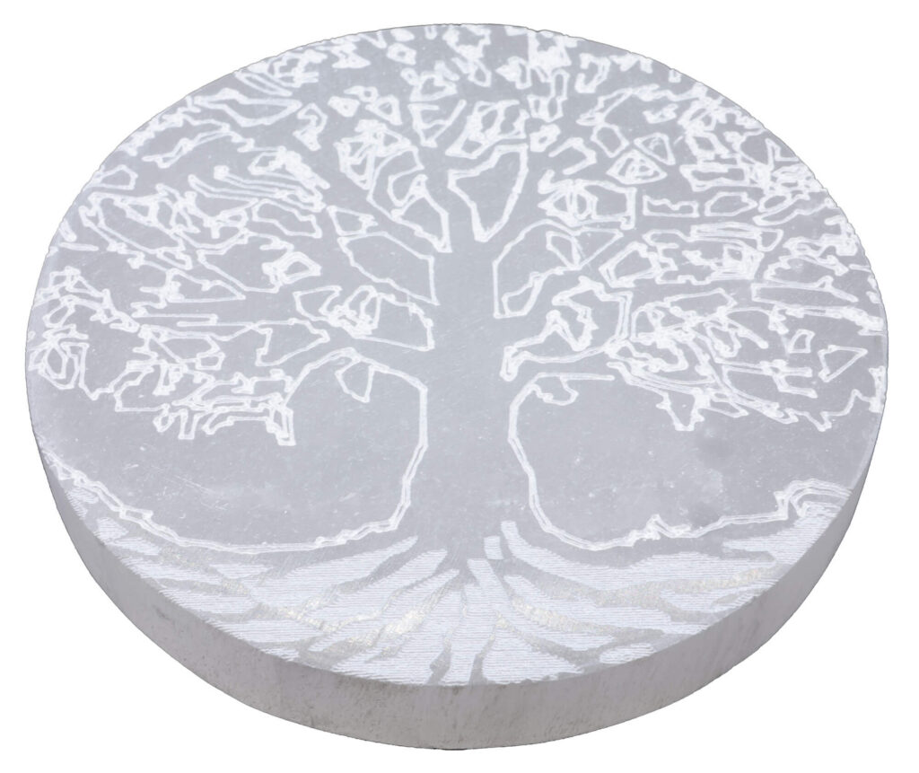 Plaque Selenite Arbre de Vie Fin 10cm