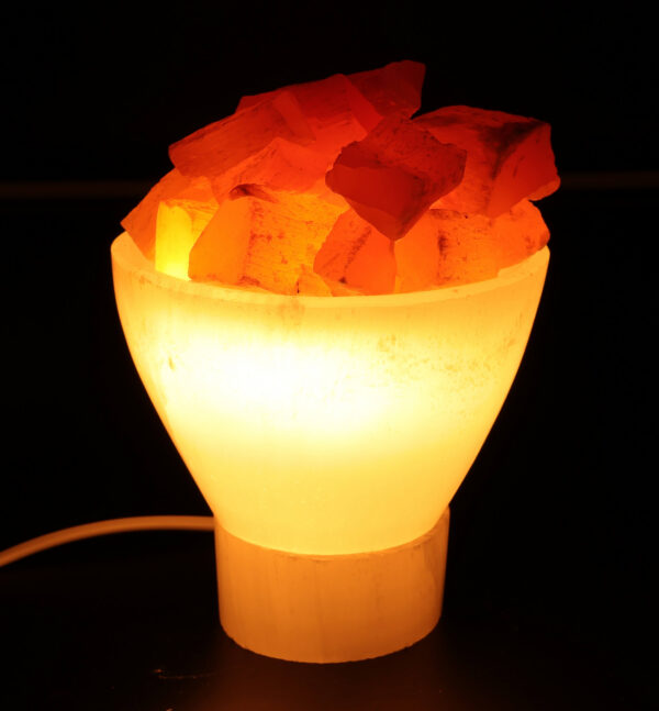 Lampe Sélénite Bol & Cristaux 20cm
