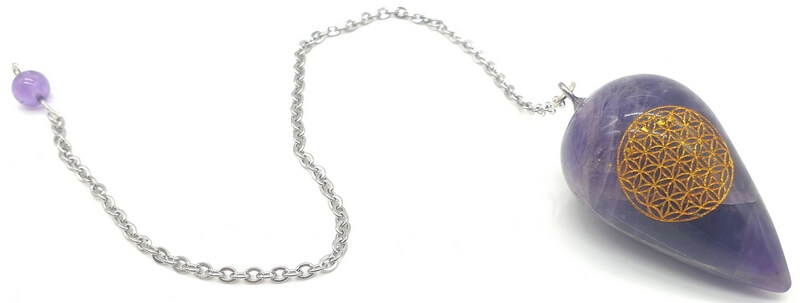 Pendule Gravé Fleur de Vie 4cm – Améthyste