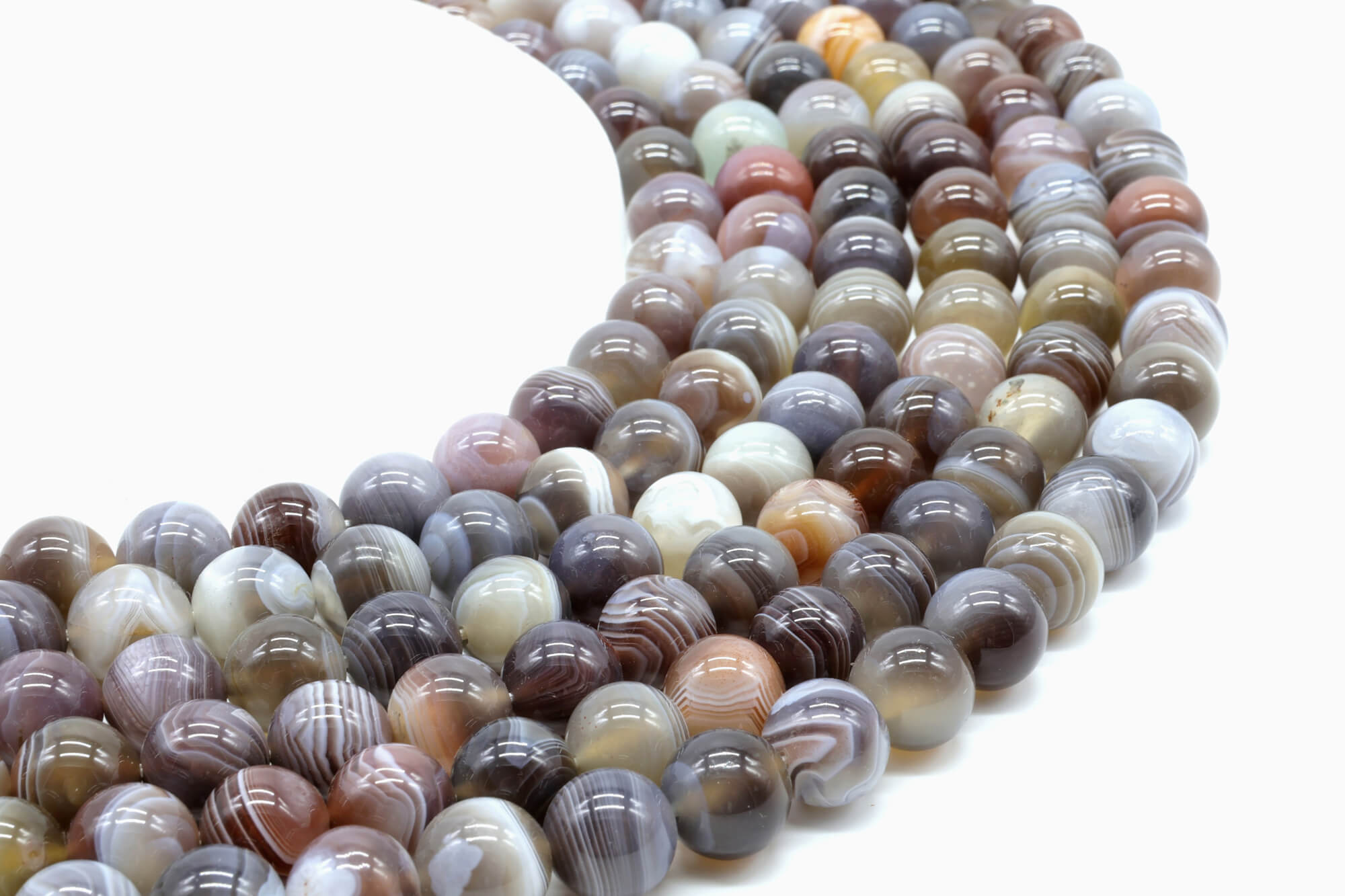 Perles Agate Bostwana ‘AA’ 10mm sur fil 40cm