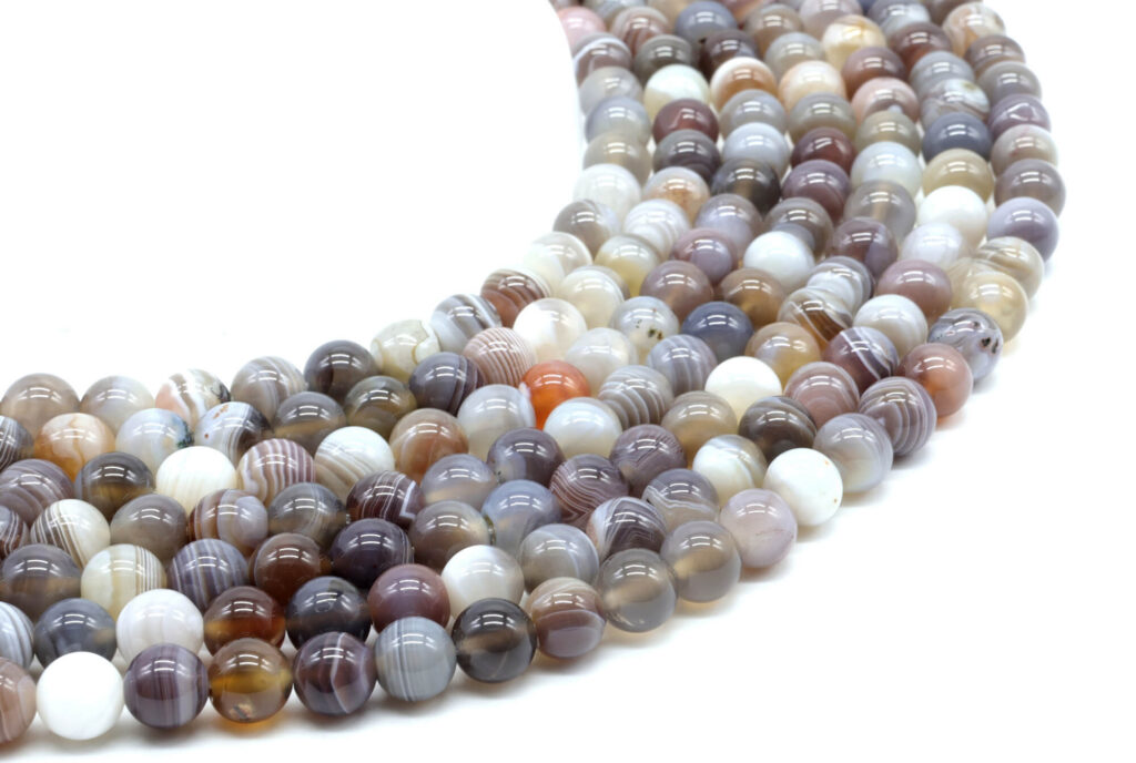 Perles Agate Bostwana &lsquo;AA&rsquo; 8mm sur fil 40cm