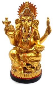Statue Résine Ganesh Doré sur Socle 18cm