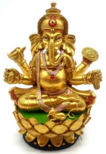 Statue Résine Ganesh Doré sur Socle 17cm