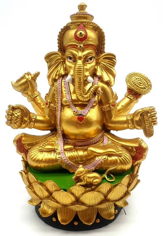 Statue Résine Ganesh Doré sur Socle 17cm